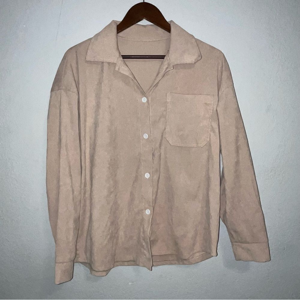 Tan Long Sleeve Button Down Shacket - image 2
